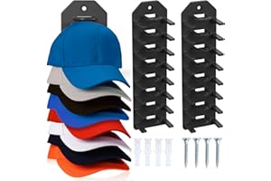 PHAIN 2 Pack Hat Organizer for Baseball Caps,Hat Rack for Wall, Compact Hat Storage Display Holder,Hold Up to 16 Hats,Hat Hanger Strong Adhesive/Wall Drilled for Door,Bedroom,Closet