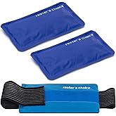 Rester's Choice Gel Cold & Hot Packs (2 Ice Packs) 12.7 x 23 cm with 1 Adjustable Wrap. Reusable Warm or Ice Packs for Injuri