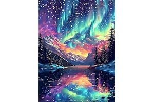 Kit de peinture diamant pour adultes, ciel étoilé, kit d'art diamant 5D à faire soi-même, aurore rond à pois pour débutants, 