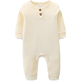 Bibimom Unisex Newborn Clothes 0-12 Months Long Sleeve Snaps up Solid Ribbed Knit Baby Outfits