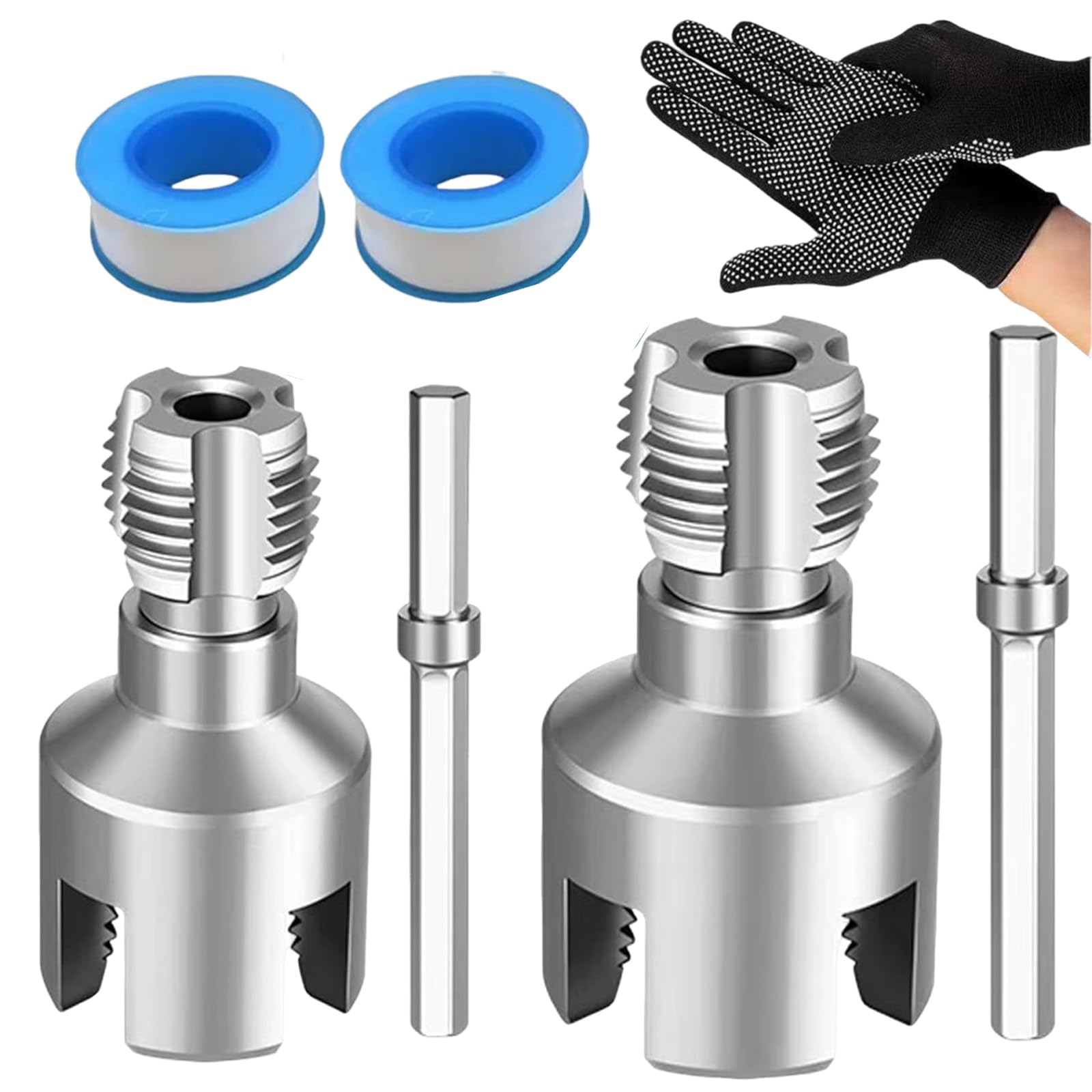 Photo 1 of 2pcs Pvc Threading Tool, Integrated Internal & External Pipe Threading Tool for 1/2', 3/4' Dies, Electric Drill Compatible Pipe Threader Kit