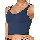 Oalka Sports Bra Womens Longline Padded Crop Tank Yoga Bras Workout Fitness Top