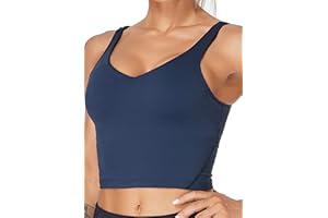 Oalka Sports Bra Womens Longline Padded Crop Tank Yoga Bras Workout Fitness Top