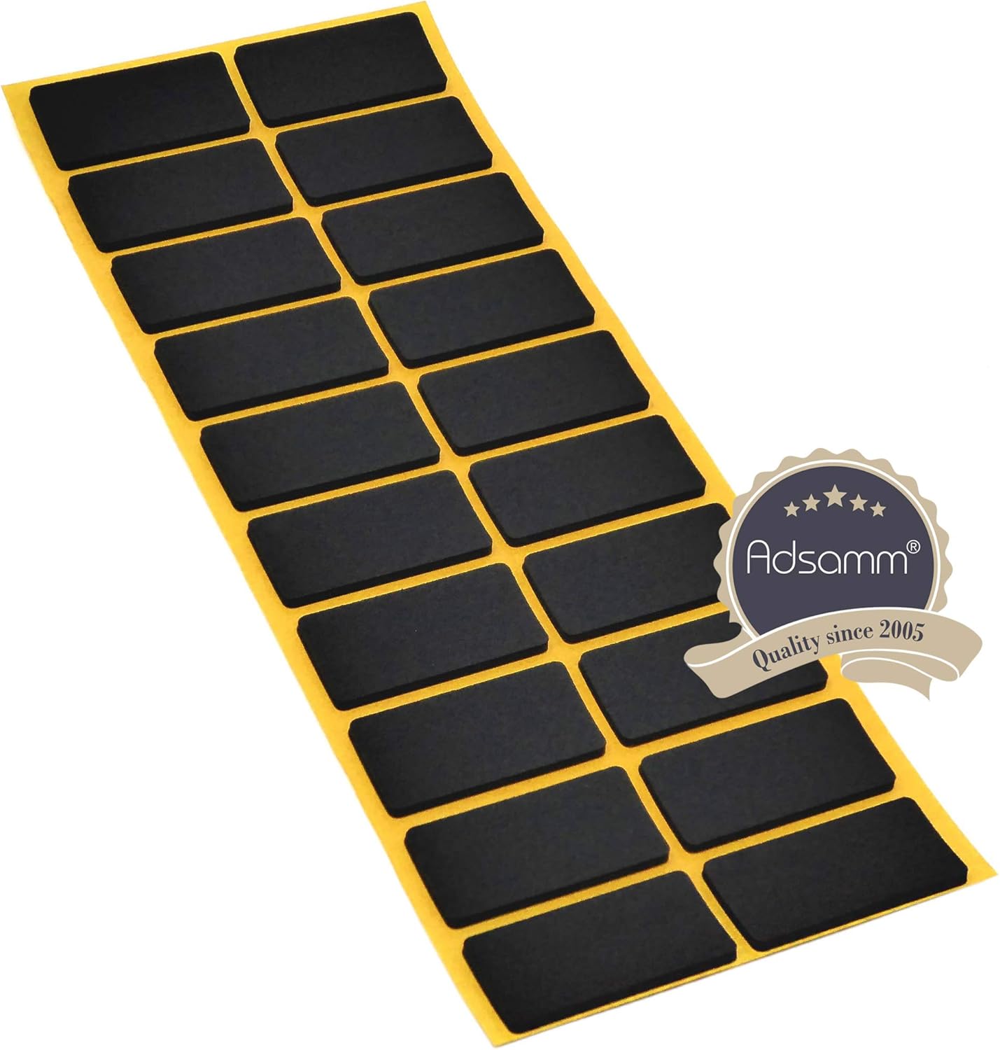 Adsamm® / 20 x self-adhesive anti-slip pads made of EPDM cellular rubber / 0.79x1.57'' (20x40 mm) / Black/rectangular / 0.098'' (2.5 mm) thick anti-slip glides - Image 3