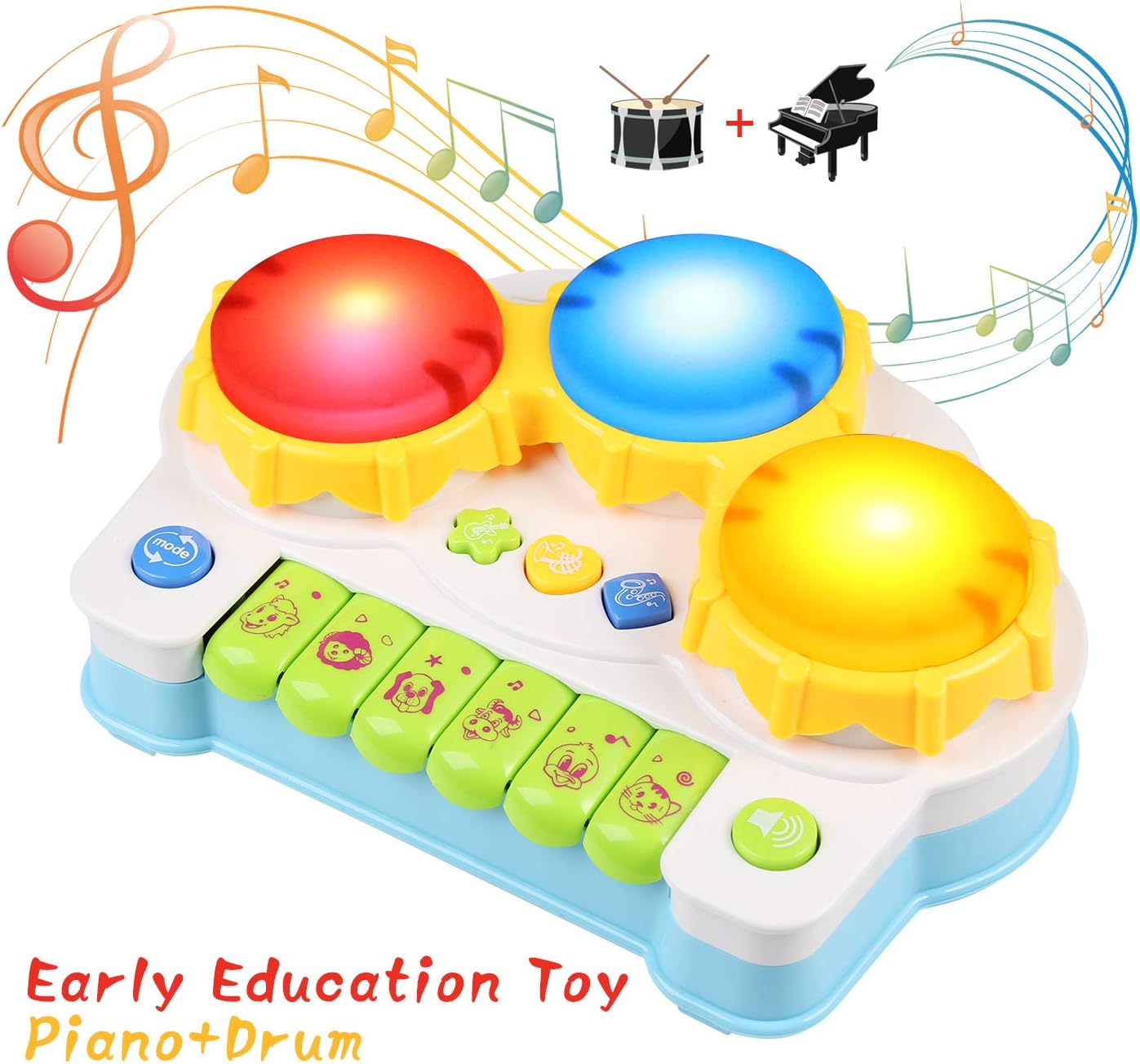 BelleStyle Musical Toy Baby Piano,Early Educational Toys for Toddlers Boys Girls, Electronic Keyboard with Light and Music Baby Toys for 3+ Year Old CE Certified (Green)