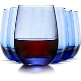 Libbey Classic Blue All-Purpose Stemless Wine Glasses, 15.25-ounce, Set of 6