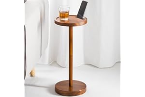 BLUEWEST Drink Table, 22" Tall Compact Side Table with Phone Slot and Weighted Base, Durable Pedestal Table Accent for Living