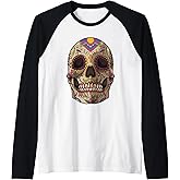 Sugar Skull Mask - Calavera - Dia De Los Muertos Costume Raglan Baseball Tee