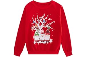 ALLIFly Girls Boys Christmas Sweatshirts Unisex Funny Xmas Print Pullover Inner Fleece Long Sleeve Top Shirt for 5-12 Years