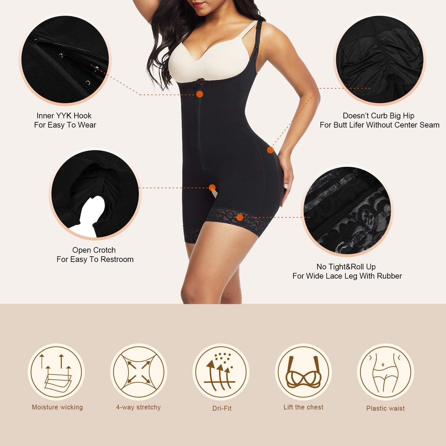 FeelinGirl Shapewear Body Shaper for Women Tummy Control High Waist Plus Size Bodysuits Butt Lifter at  Women’s Clothing store