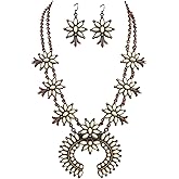 TOPACC Western Jewelry for Women White Turquoise Cowgirl Necklace with Boho Earings Set