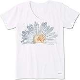 Life is Good Women's Crusher Tee Shirt, Short Sleeve Cotton Graphic T-Shirts, Watercolor Daisy Birds