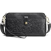 S-ZONE Leather Crossbody Bags for Women Small Bag Phone Purse RFID Blocking Clutch Purses Convertible Wristlet with 2 Straps