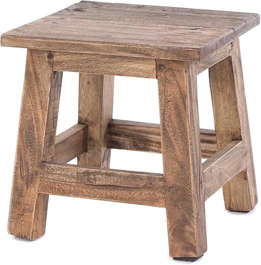 DESIGN DELIGHTS RUSTIC FOOTSTOOL PALO 27,5x26x26 cm (HxWxD), recycled