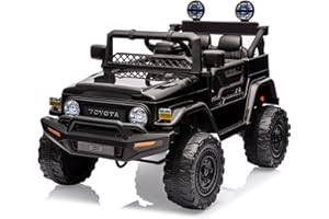 NASITIP 12V Ride on Car for Kids, Licensed Toyota Ride on Truck, Battery Powered Electric Kids Car with Remote Control, Music, LED Lights, Suspension System, Double Doors, Safety Belt,Ride On Toy, Black