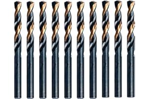 MAXTOOL 1/8" 10pcs Identical Screw Machine Drills HSS M2 Twist Stub Drill Bits Black-Bronze Fully Ground Straight Shank Short