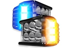 ASLONG LED Side Shooter, 2Pcs 4inch Strobe DRL Work Lights with Yellow & Blue Dual Color Flasing Strobe LED Cubes Offroad Driving Light with Switch Wiring for Truck ATV UTV 4x4