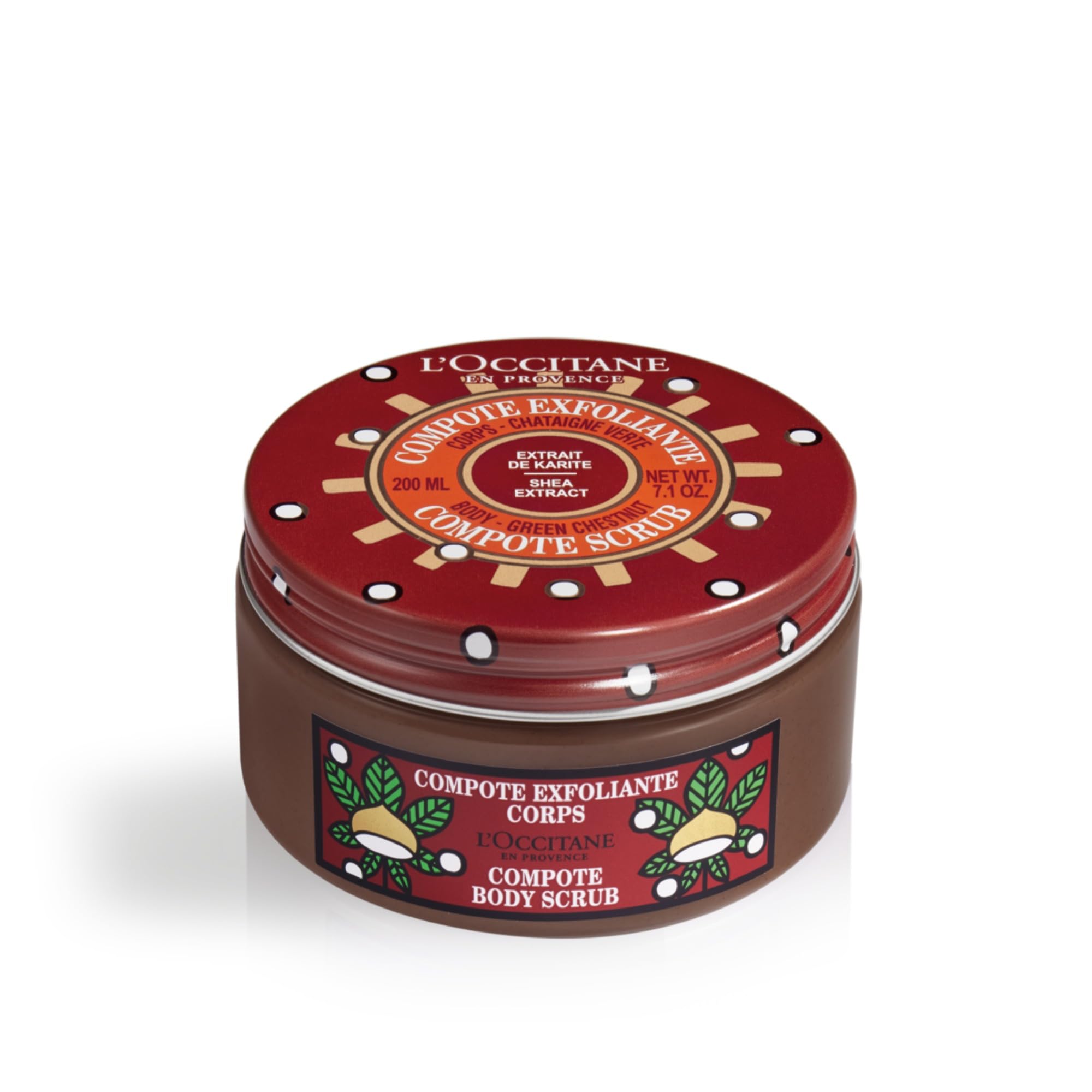 L'OCCITANE Shea Chestnut Compote Scrub 200ml | Body Scrub for All Skin Types | Enriched with Shea Butter