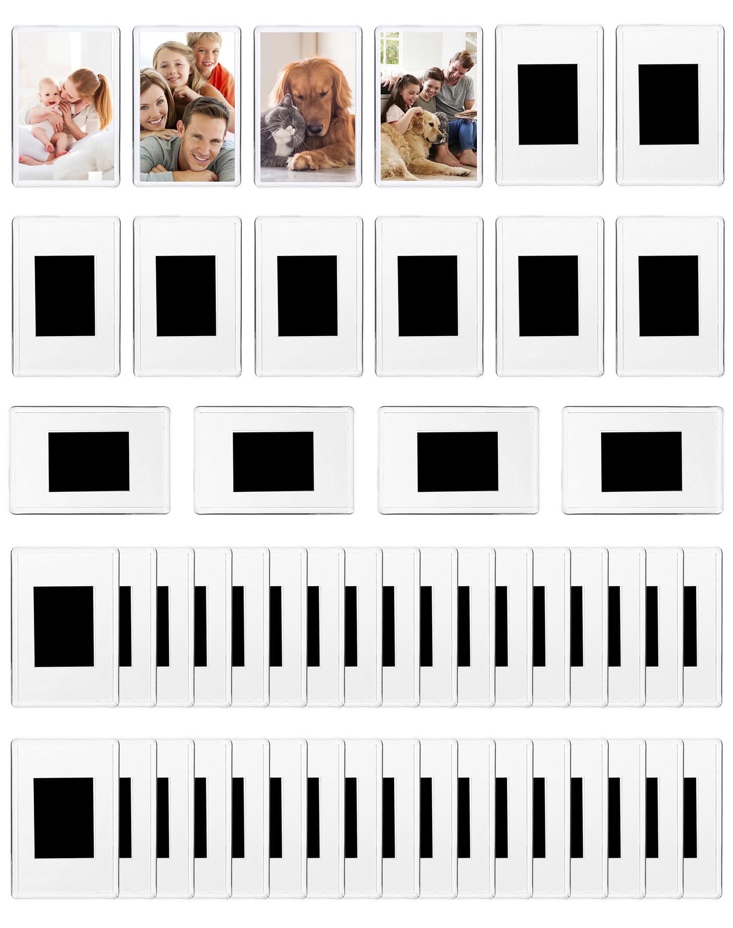 QWORK® 50Pcs Magnetic Acrylic Photo Frames for 7 x 4.5 cm Photos, Mini Picture Frames for Refrigerator and Metal Surface Display, Home Decor