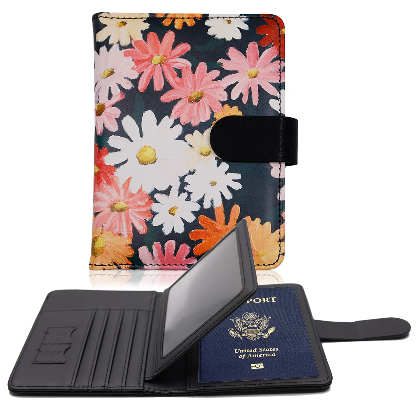 Melsbrinna Rfid Passport Holder for Travel women/Men, Cute Passport Wallet Rfid Blocking Card Slots, Rfid Passport Cover/CaseTravel Wallet, Passport Book Holder (1, Black1)