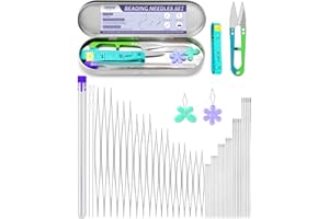 UOOU 86 PCS Beading Needles, 6 Sizes Seed Long Straight Bead Needles, Big Eye Beading Needle, Collapsible Bead Needle Set wit