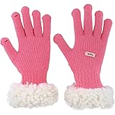 OVOY Women's Winter Gloves Touchscreen, Thermal Warm Knit Gloves for Cold Weather, Fur Windproof Cuff