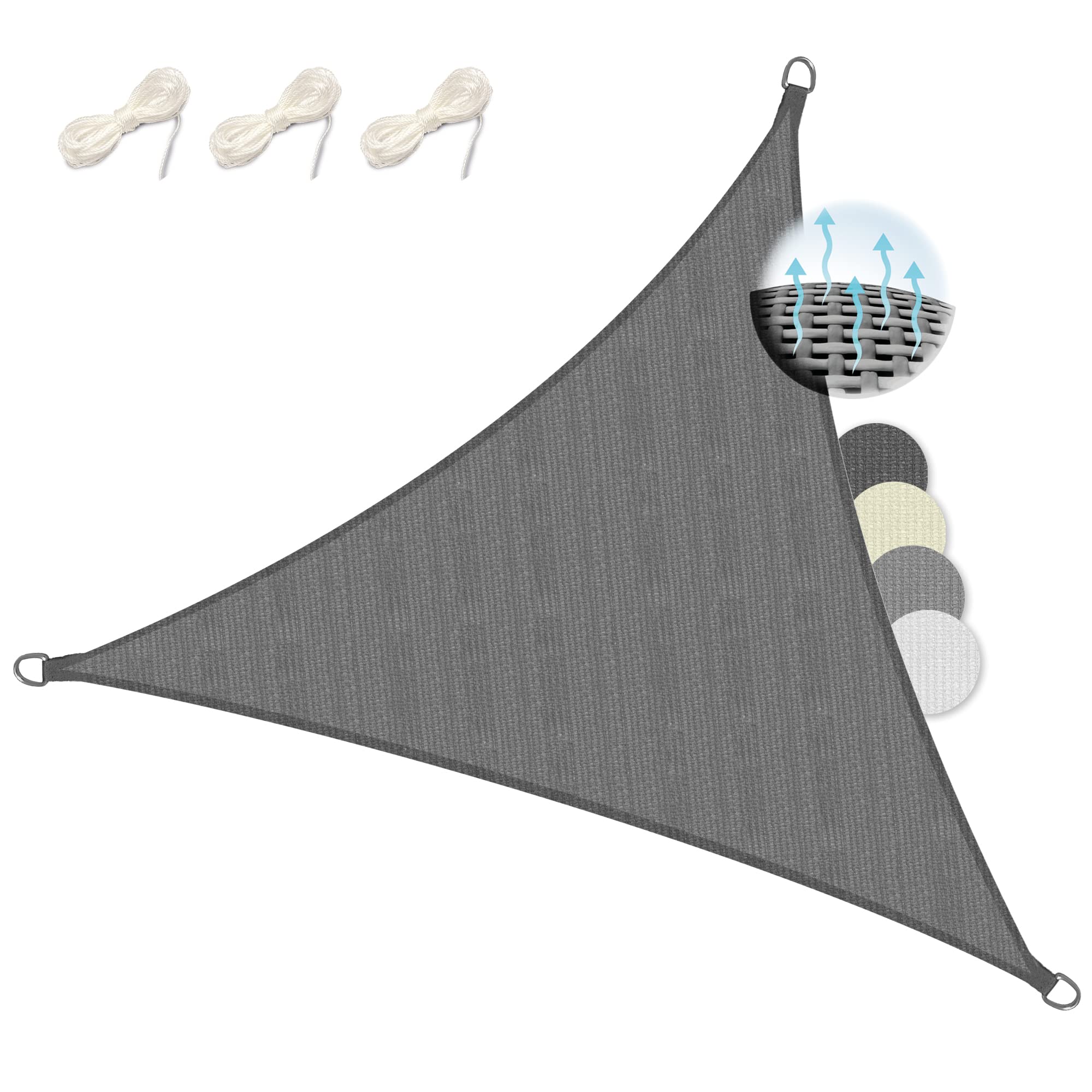 Sol Royal SolVision HS9 – Triangle Sun Shade Sail 3x3x3 m HDPE Breathable & UV-light resistant Sun Protection for Terrace, Balcony, Pool & Garden – Sun Sail 300x300x300 cm Shade Fabric Anthracite