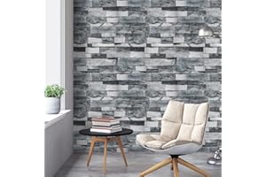 Timeet Brick Wallpaper Peel and Stick Wallpaper Vintage Brick Wallpaper 17.7”X 196.85” Faux Textured Wallpaper Stone Look Self Adhesive Removable Wall Paper Easy to Install