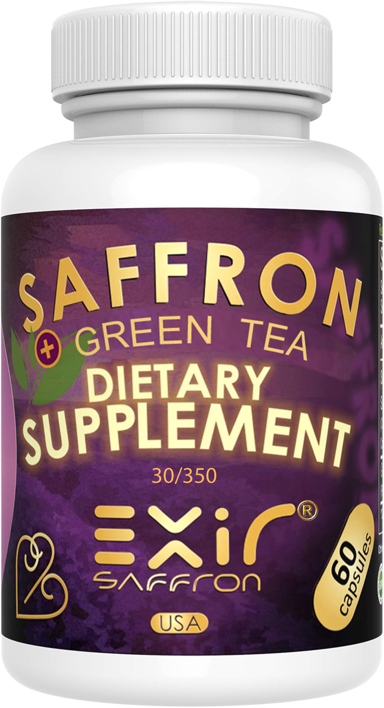 Exir Antioxidant Saffron + Saffron Extract 30-mg, Improving Libido, Eye & Brain Health, Increased Energy, Decreased Inflammation, for Men & Women, 60 Capsules