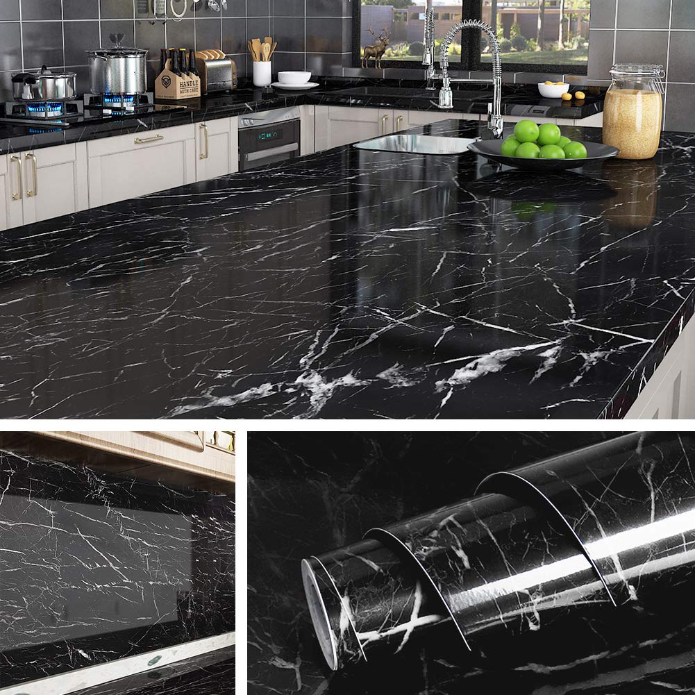 Livelynine 197 x 36 Inch Wide Width Contact Paper Desk Cover Kitchen Countertop Peel and Stick Wallpaper Waterproof Table Top Covers Marble Adhesive Paper for Furniture Removable Vinyl Wrap