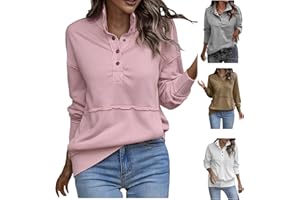 AQAYL Sweatshirt for Women Button up Long Sleeve Shirts Trendy Lightweight Sweatshirts Fashion Fall Outfits 2024 Casual Tops