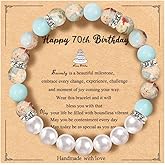 CHICING 20th 30th 40th 50th 60th 70th Birthday Gifts for Women Teen Girls,Natural Stone Bracelet With Writable Greeting Cards for Friends Mom Sister Grandma Daughter Wife