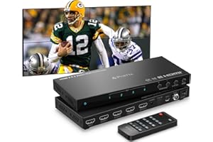PORTTA HDMl Video Wall Controller 2x2 4K, Video Wall Processor with 11 Splicing Modes, RS232, 180° Rotate, Audio Extractor, 2x2,1x2,1x3,1x4,2x1,3x1x4x1, 4 tv Screens into 1 Wall Display
