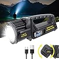 1300000 Lumens Spotlight, Rechargeable Led Spotlight Flashlight with 350° Rotate Head, 9 Modes Super Bright Spot Lights Outdoor Handheld, IPX6 Waterproof Solar Flashlight for Emergencies
