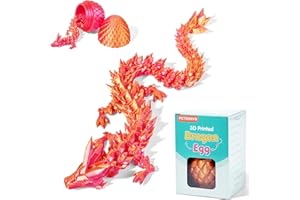 PETBSNVB 12" 3D Printed Dragon in Easter Eggs, Easter Basket Stuffers, Crystal Dragon Surprise in Eggs, Articulated Dragon, Dragon Fidget Toy, Home Office Decor Executive Desk Toy (Laser Red)