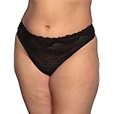 Curvy Couture Women's Sheer Whipser High Cut Thong Panty