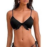 Vivola Women‘s Tie Knot Bikini Tops Cropped Knot Twist Cut Out Adjustable Swimsuit Top Beach Bathing Suit Top Only