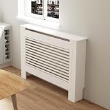 FATIVO High 100cm Radiator Cover MDF White Horizontal Slats view 4
