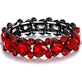 Flyonce Women's Austrian Crystal Wedding Bridal Floral Tear Drop Elastic Stretch Bracelet