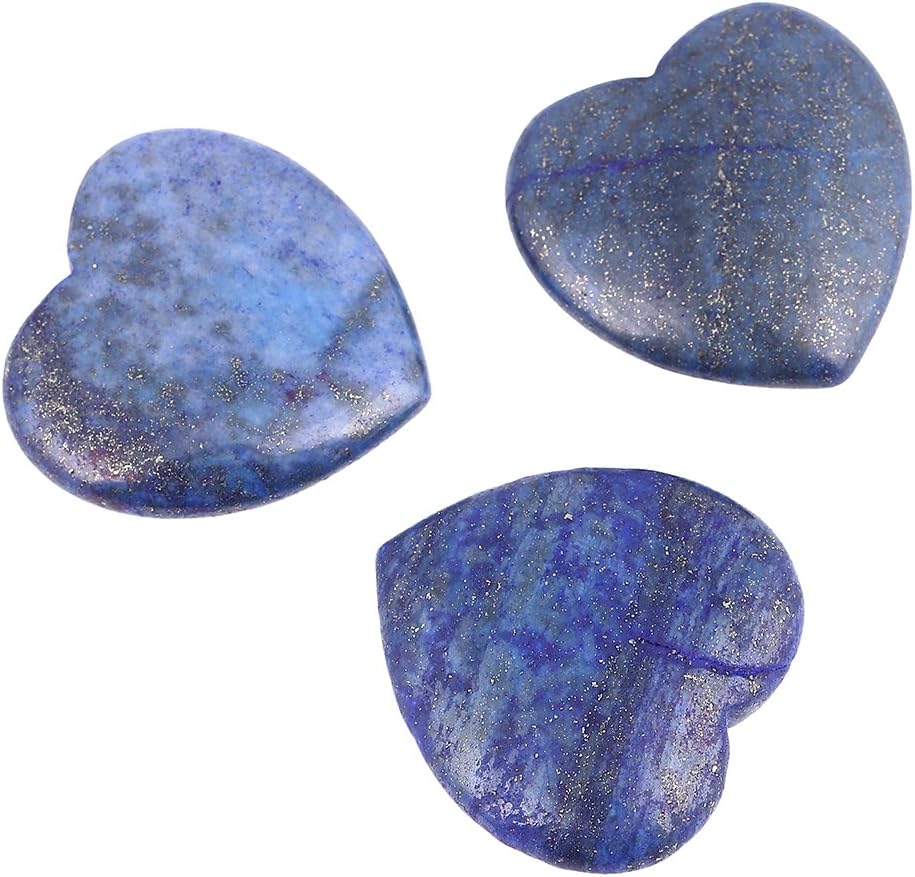 Bingcute Lapis Lazuli Heart Love Carved Palm Worry Stone 40mm (1.6") for Chakra Energy Healing, Reiki, Meditation, Massage and Decoration: Home & Kitchen