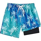 TUONROAD Boys Swim Trunks with Compression Liner Quick Dry Board Shorts with Boxer Brief Lined Bathing Suit 8-20 Years