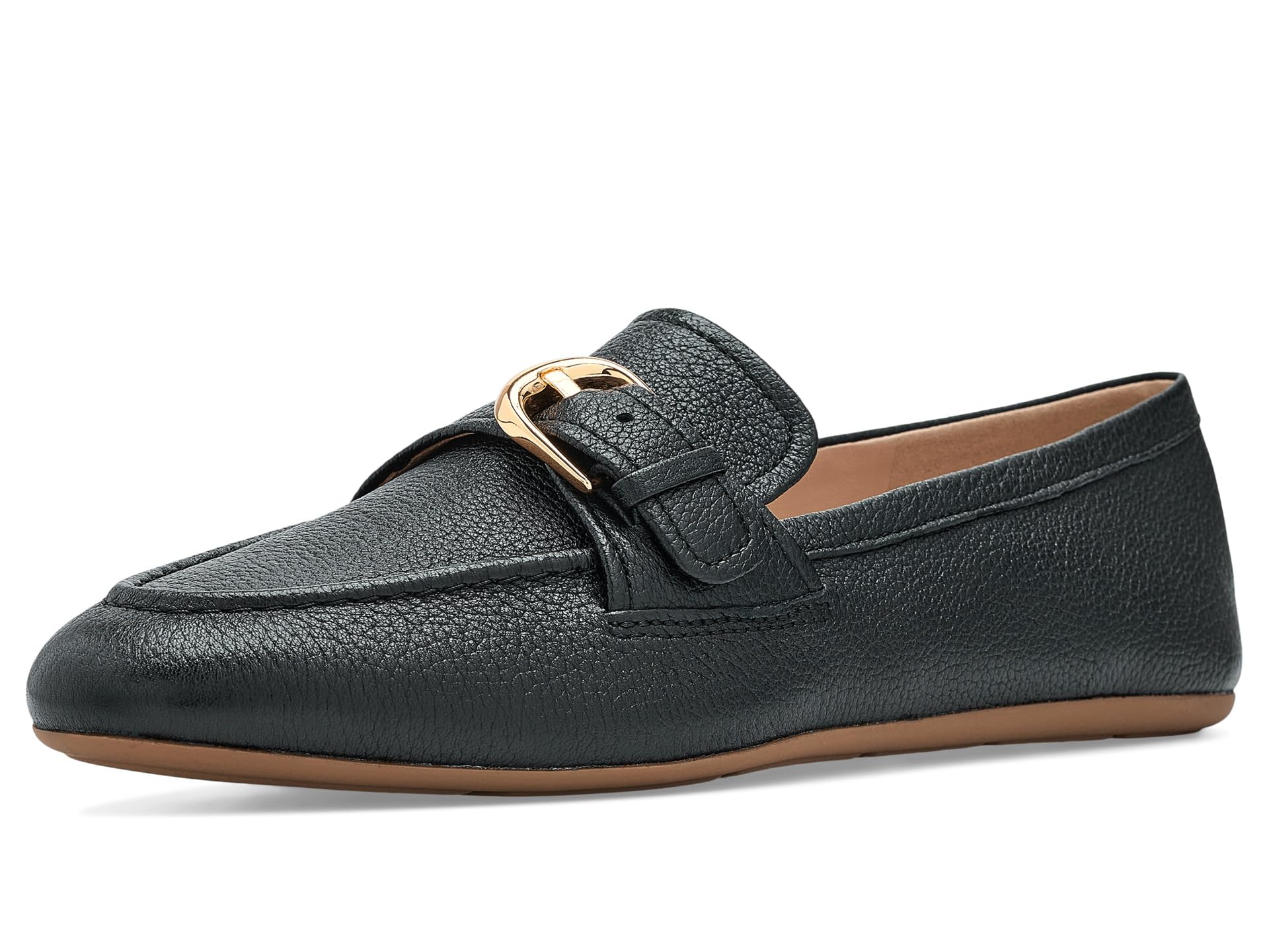 Cole Haan Women’s Shoes – Grand Ambition Alette Buckle Loafer, Black Tumbled Leather, 10-C US