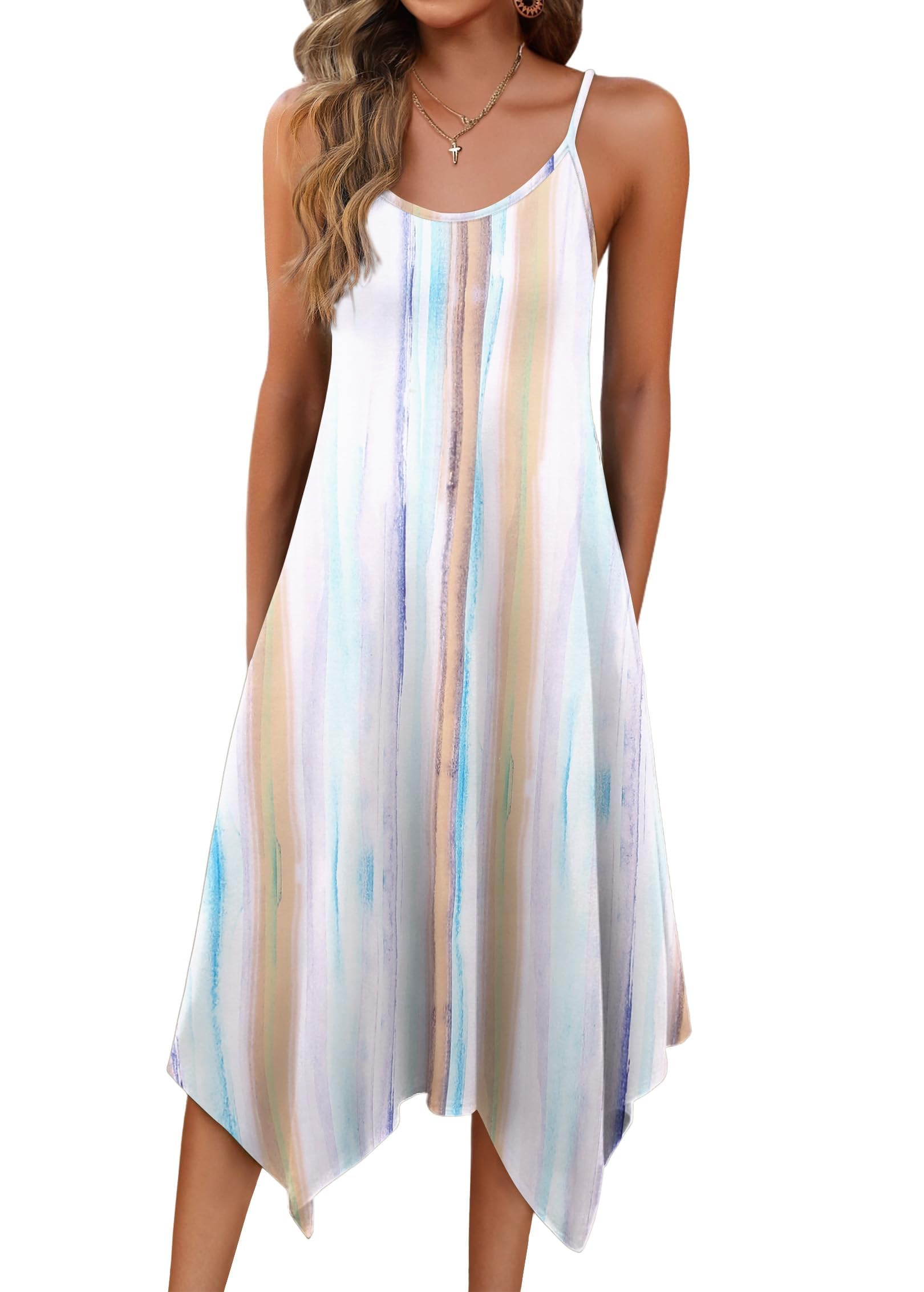Photo 1 of *small* Zeagoo Women's Casual Dresses Summer Spring Dresses for Women 2025 Midi Hawaiian Sundress Swimwear Cover Up Spaghetti Strap Boho Dress Vacation Beach Dress Tie Dye 
