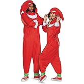 Disguise Adult Sonic Knuckles Adult Costume, Official Sonic Movie 3 Hooded Jumpsuit for Men and Women