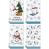 Christmas Kitchen Towels Polar Bear 18 x 26 Inch Set of 4 Dish Towels Hand Towels for Winter Holiday Home Indoor Bathroom Party Dining Decor Gifts