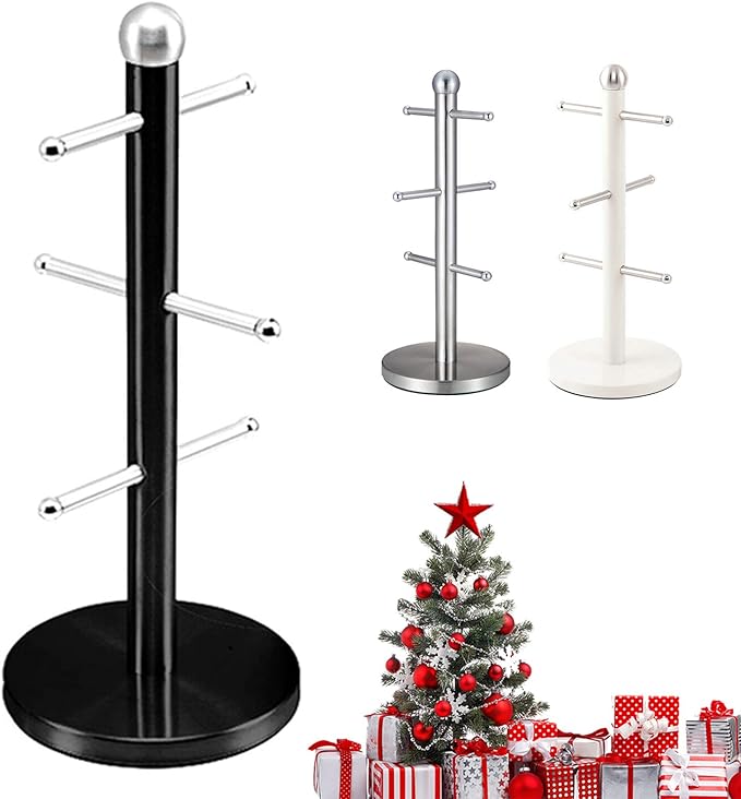 Mug Tree 6 Cup Mug Tree Holder Pole Stand Stainless Steel Kitchen