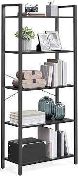 VASAGLE 5-Tier Bookshelf Ebony Black and Ink Black LLS061B56 30x66x153 cm view 1