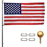 Titan Telescoping Flag Poles, 20ft Dark Bronze - Made in the USA Heavy Duty Flag Pole Kit with Anodized Aluminum Telescoping Flag Pole, 4 x 6 American Flag, Hardware for 2 Flags, Assembly Instructions