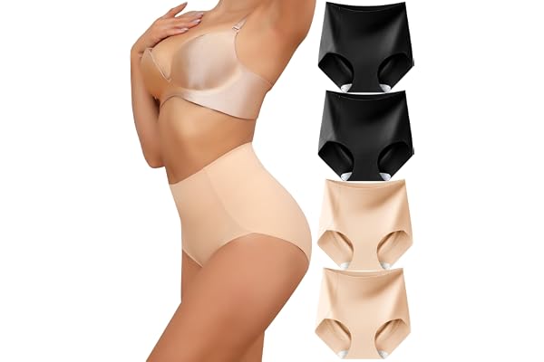 Levao Shapewear Women Tummy Control Underwear High Waisted Underwear Seamless Briefs Full Coverage 4 Pack S-XXXL