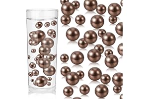 ZEBMOON 200PCS Brown Faux Pearls Beads for Centerpiece Vases, Vase Filler Faux Pearls, No Holes Filler Beads for Party Anniversary Birthday Wedding Table Decor, 10/14/20/30mm